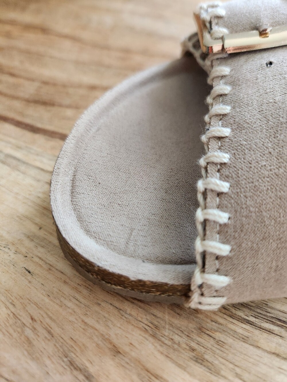 Haute Hippie Taupe Double-Buckle Embroidered Slide Sandals - Picture 15 of 16
